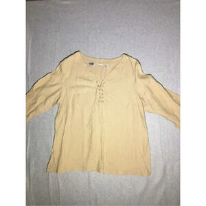 Womens Edwards Women Blouse Size 1X Irish Linen Vintage Tie Detail Cottagecore